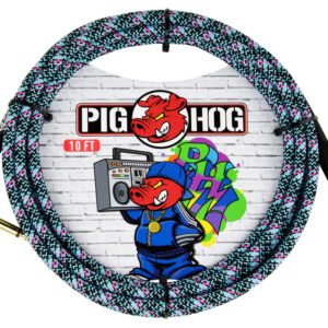 Pig Hog "Blue Graffiti" Instrument Cable - Right Angle - 10FT