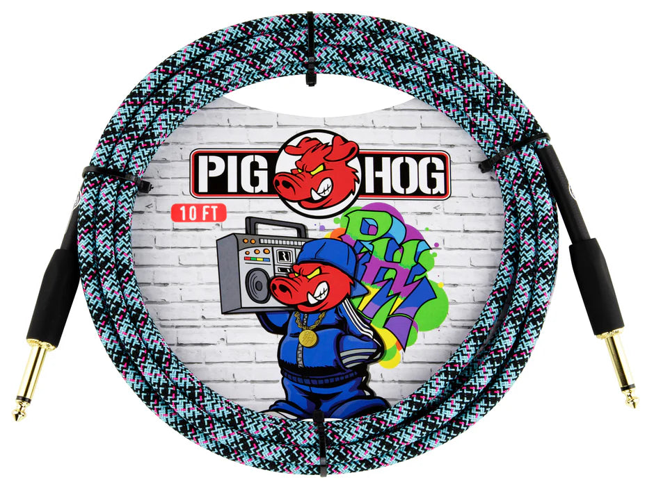 Pig Hog "Blue Graffiti" Instrument Cable - 10FT