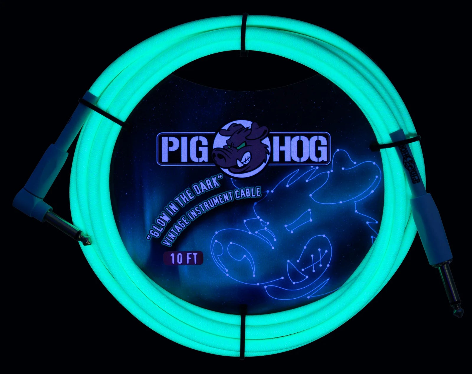 Pig Hog "Glow In The Dark" Instrument Cable - Right Angle - 10FT
