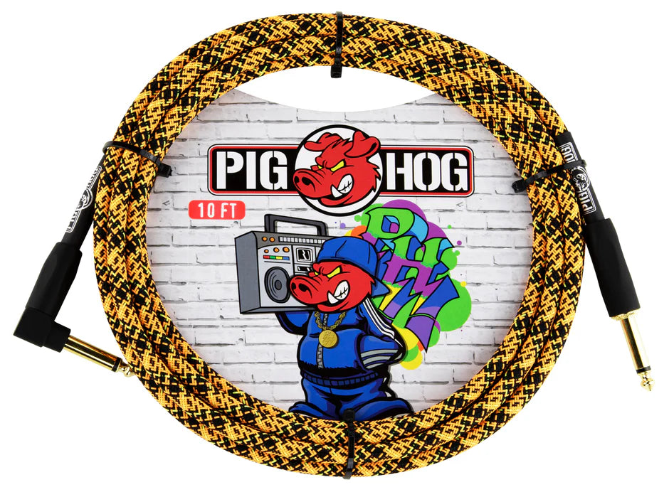 Pig Hog "Orange Graffiti" Instrument Cable - Right Angle - 10FT