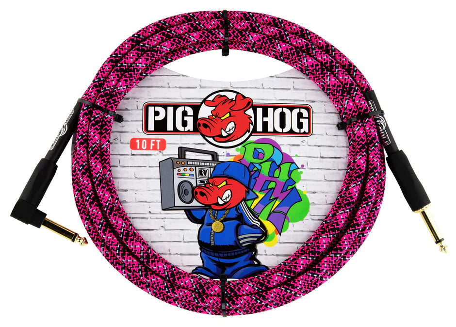 Pig Hog "Pink Graffiti" Instrument Cable - Right Angle - 10FT