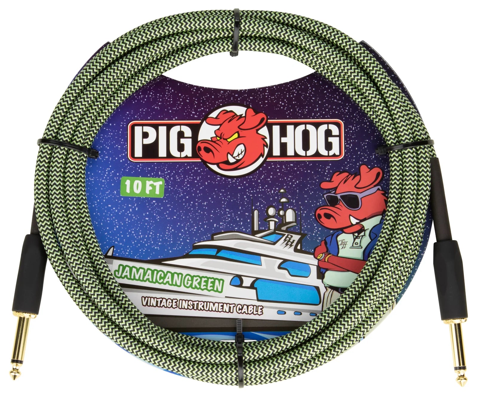 Pig Hog "Jamaican Green" Instrument Cable- 10FT