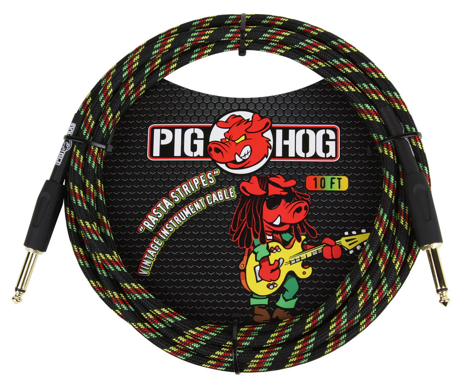 Pig Hog "Rasta Stripes" Instrument Cable - 10FT
