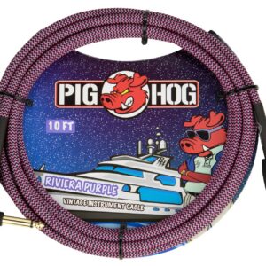 Pig Hog "Riviera Purple" Instrument Cable - Right Angle - 10FT