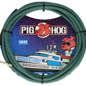 Pig Hog "Tahitian Blue" Instrument Cable - Right Angle - 10FT