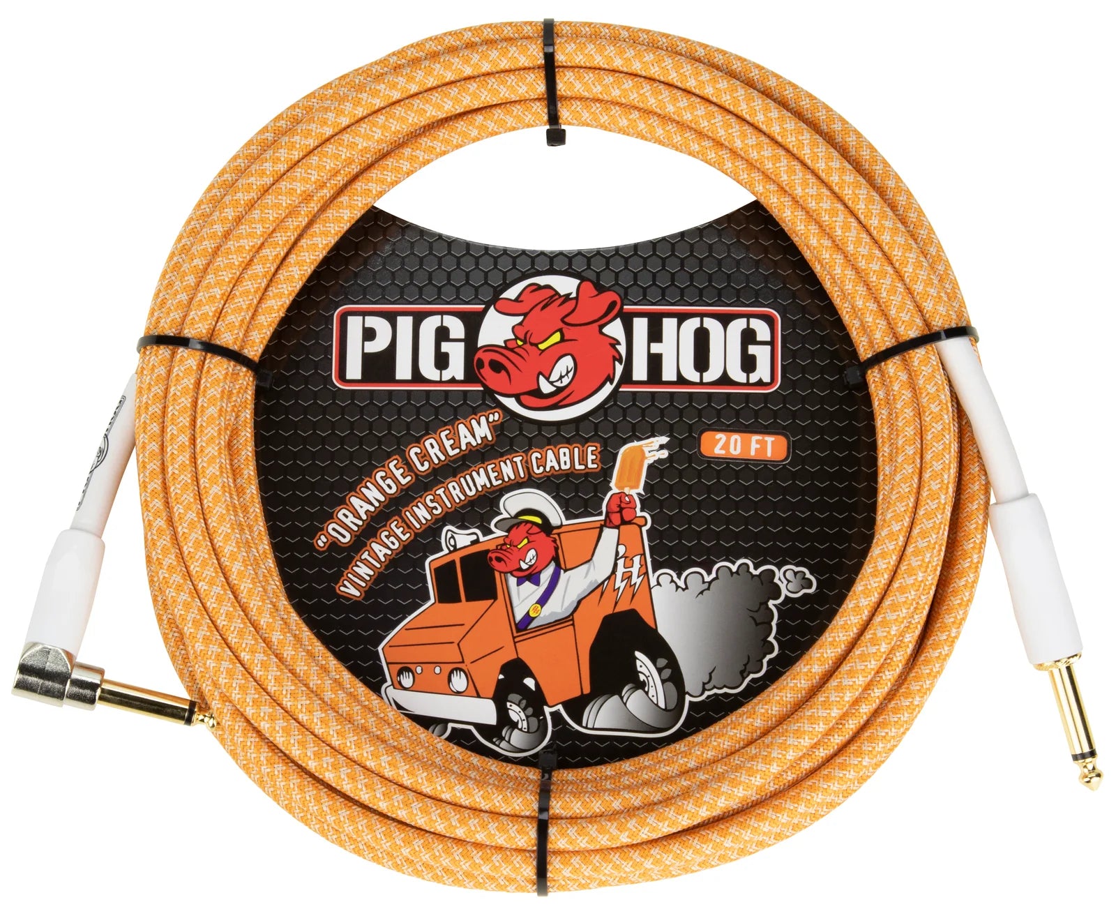 Pig Hog "Orange crème Instrument Cable - Right Angle - 20FT