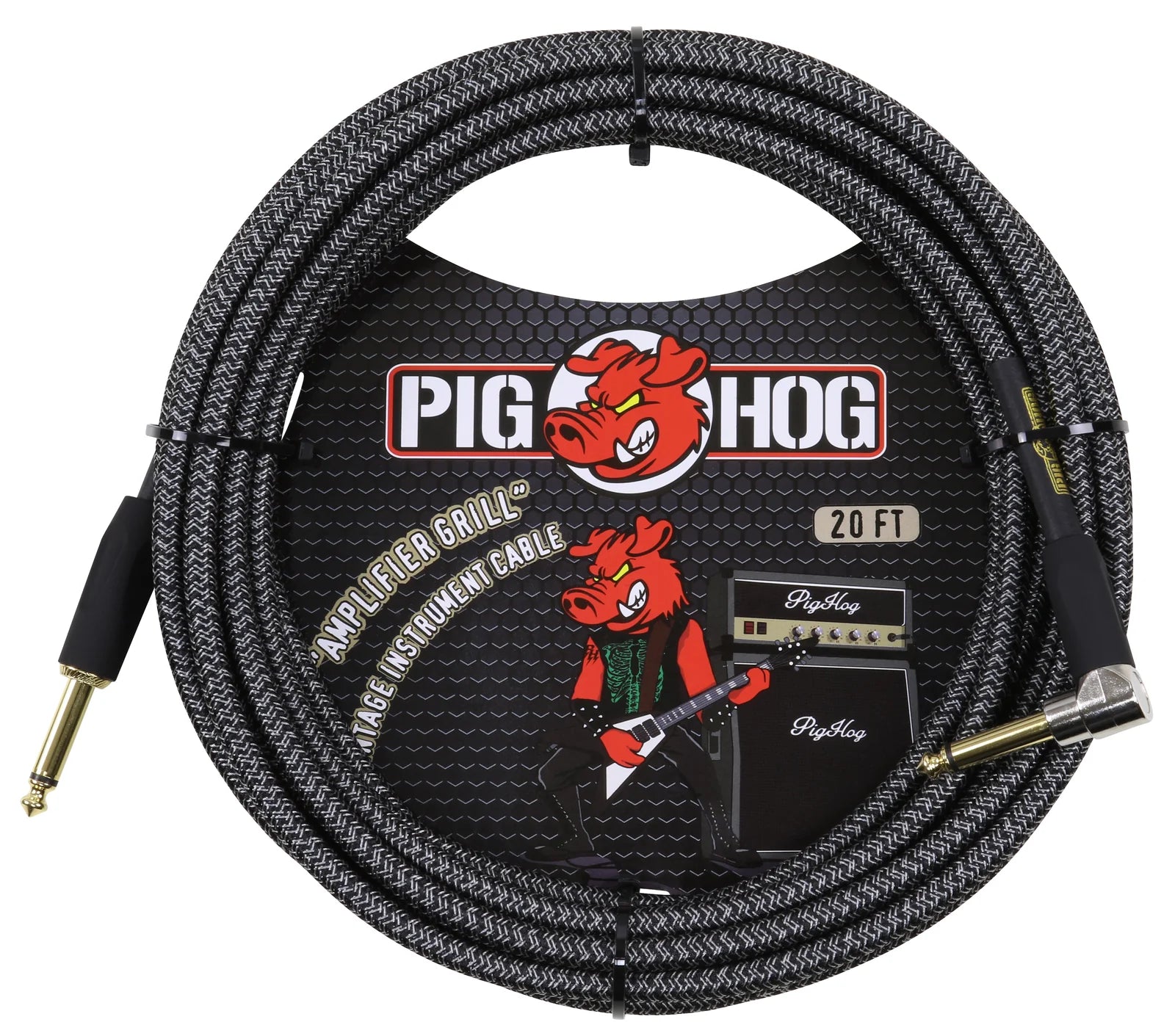 Pig Hog "Amplifier Grill" Instrument Cable - Right Angle - 20FT