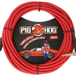 Pig Hog "Candy Apple Red" Instrument Cable - Right Angle - 20FT
