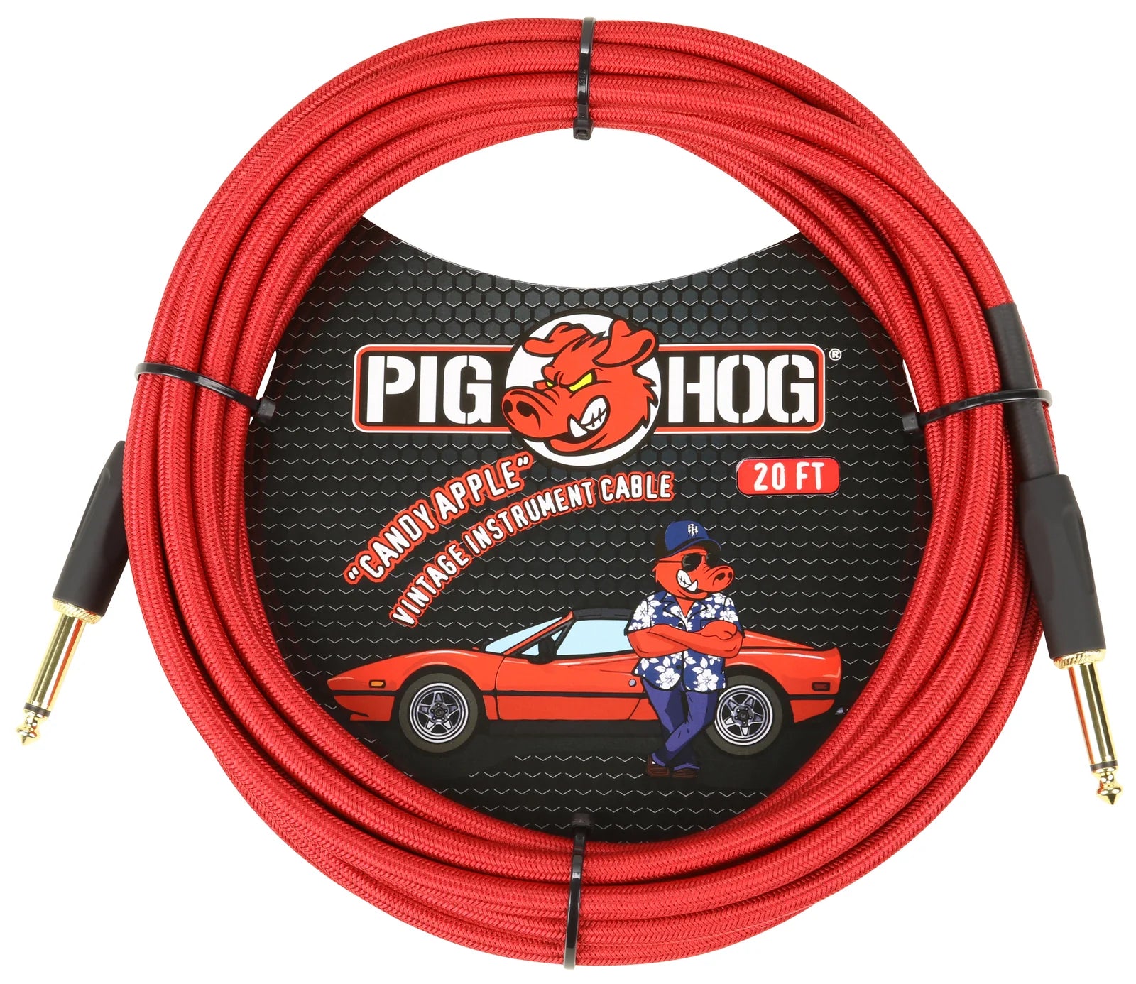 Pig Hog "Candy Apple Red" Instrument Cable- 20FT