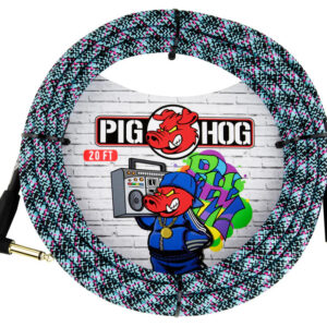 Pig Hog "Blue Graffiti" Instrument Cable - Right Angle - 20FT