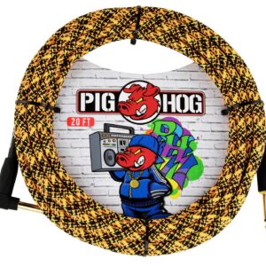 Pig Hog "Orange Graffiti" Instrument Cable - Right Angle - 20FT