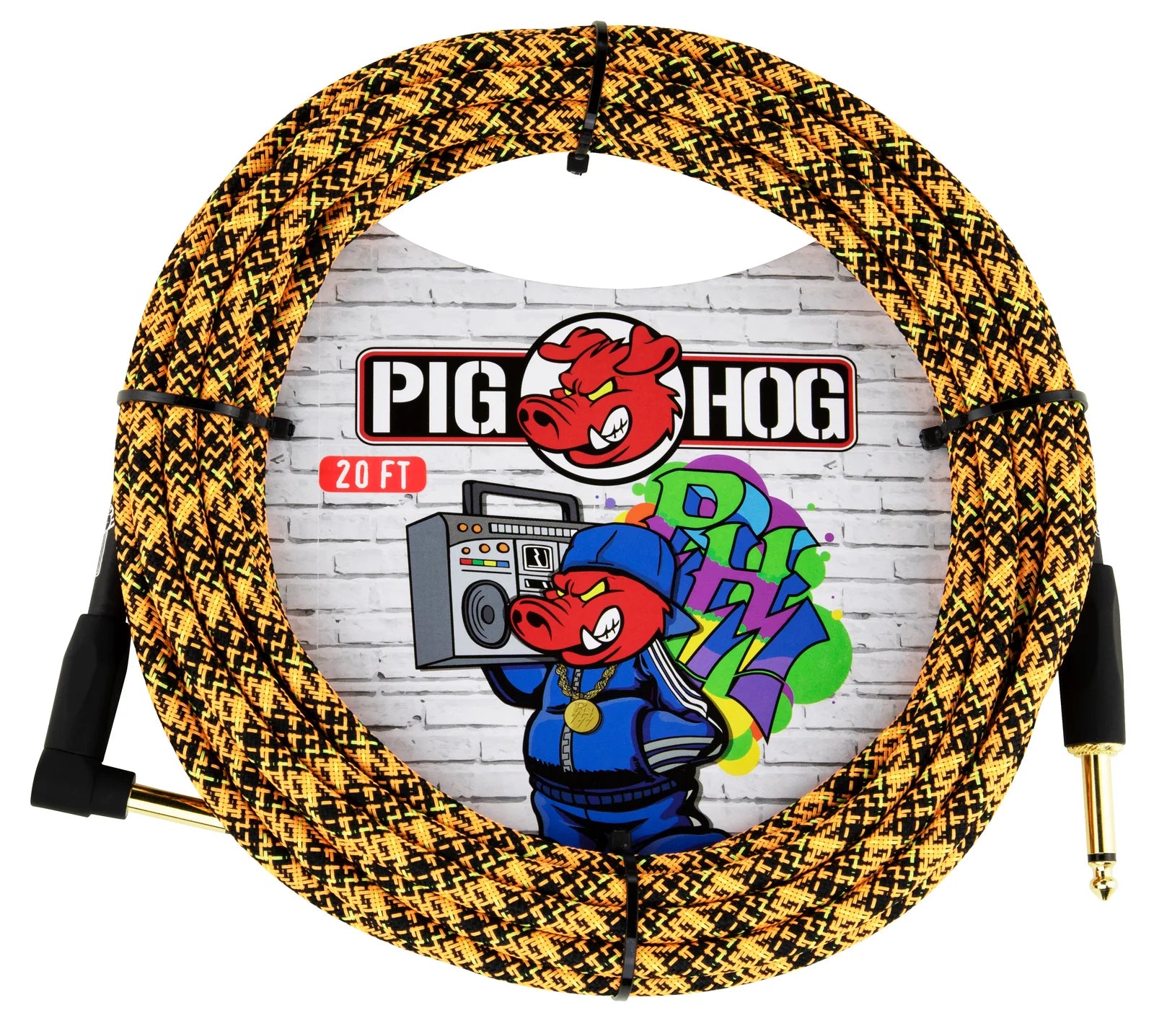 Pig Hog "Orange Graffiti" Instrument Cable - Right Angle - 20FT