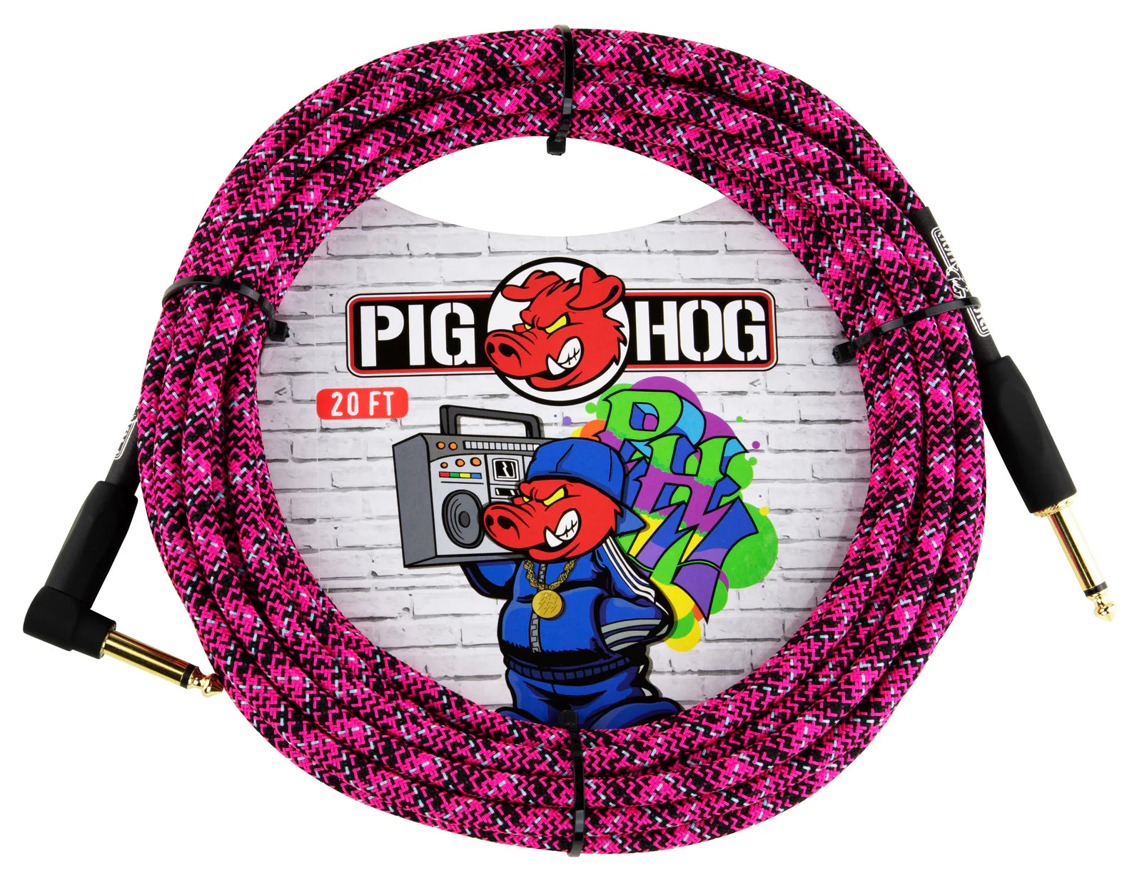 Pig Hog "Pink Graffiti" Instrument Cable - Right Angle - 20FT