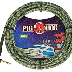 Pig Hog "Jamaican Green" Instrument Cable - Right Angle - 20FT