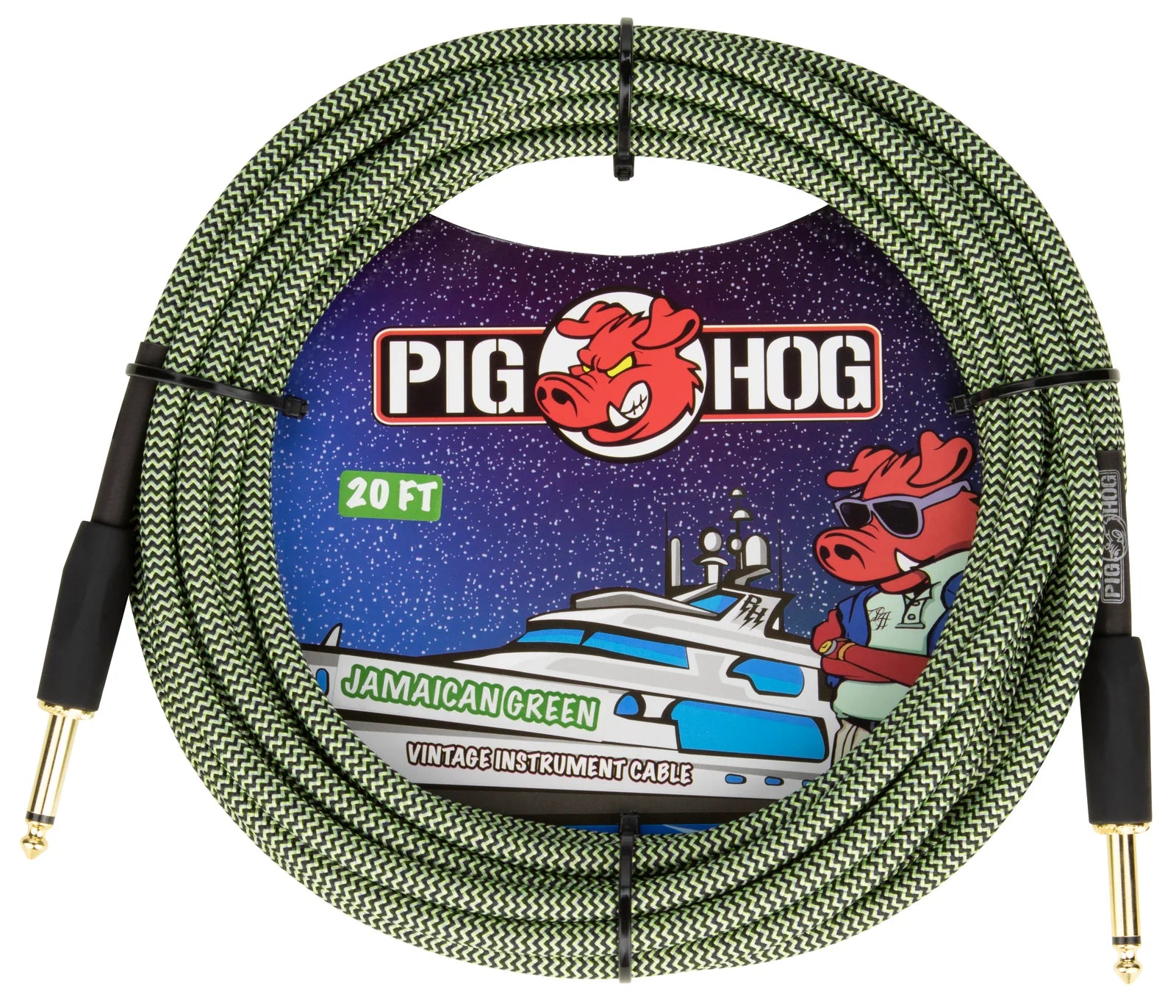 Pig Hog "Jamaican Green" Instrument Cable - 20FT