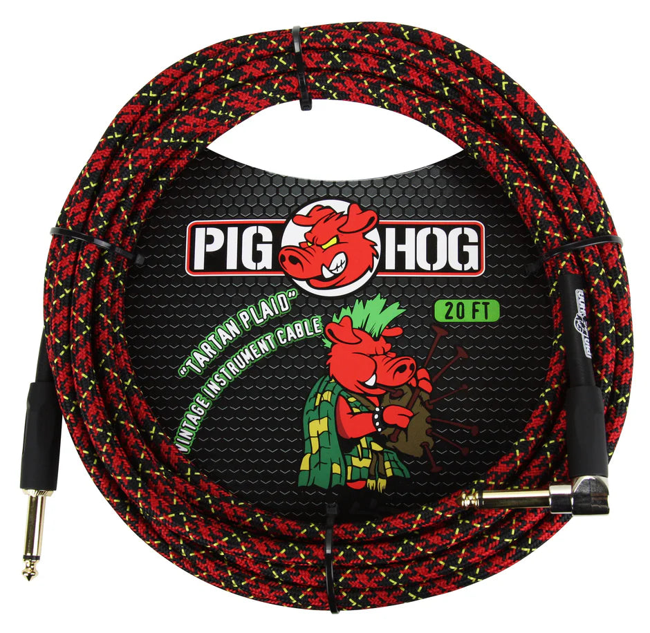 Pig Hog "Tartan Plaid" Instrument Cable - Right Angle - 20FT