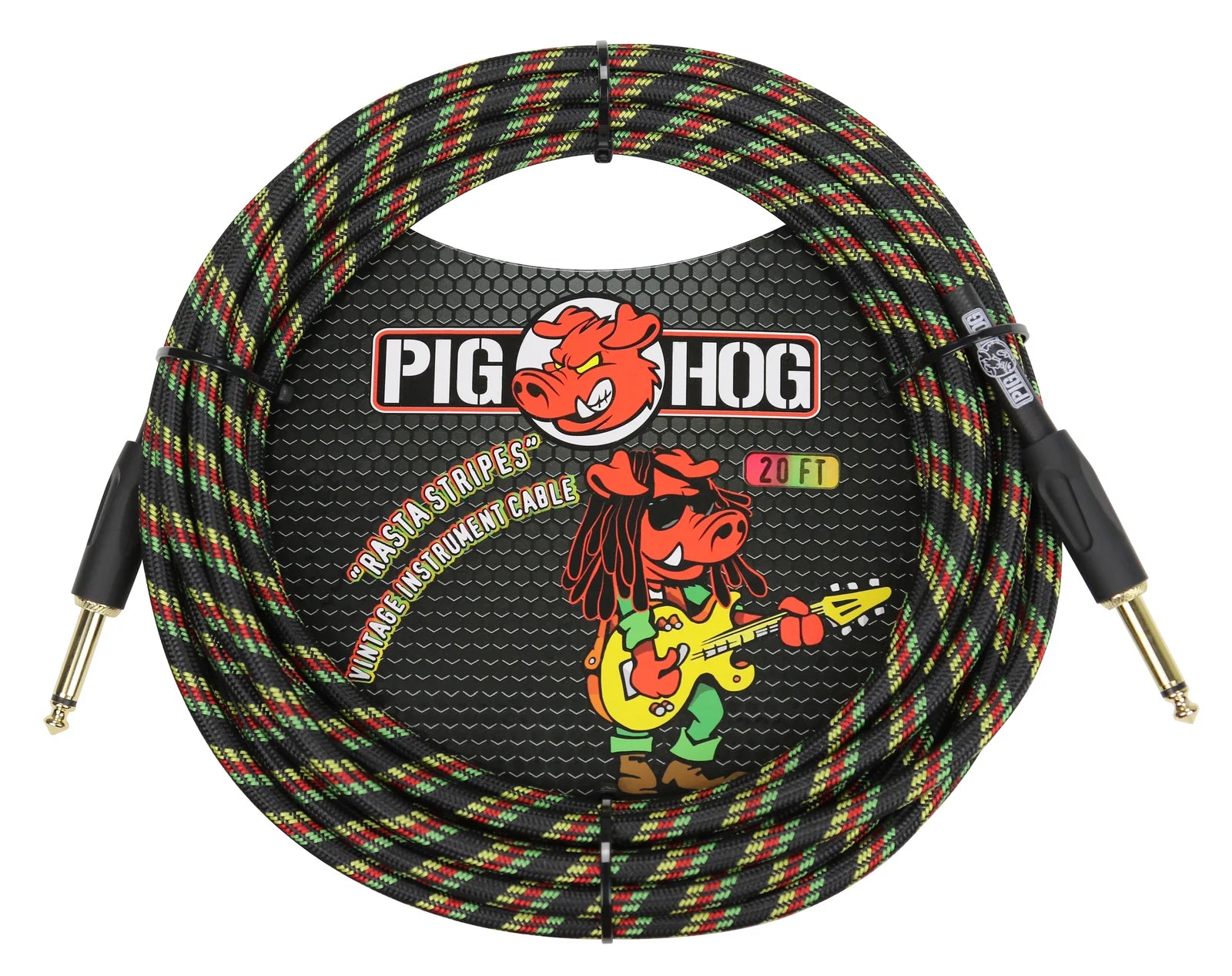 Pig Hog "Rasta Stripes" Instrument Cable - 20FT