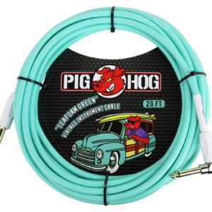 Pig Hog "Seafoam Green" Instrument Cable - Right Angle - 20FT