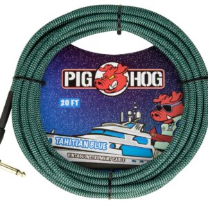 Pig Hog "Tahitian Blue" Instrument Cable - Right Angle - 20FT
