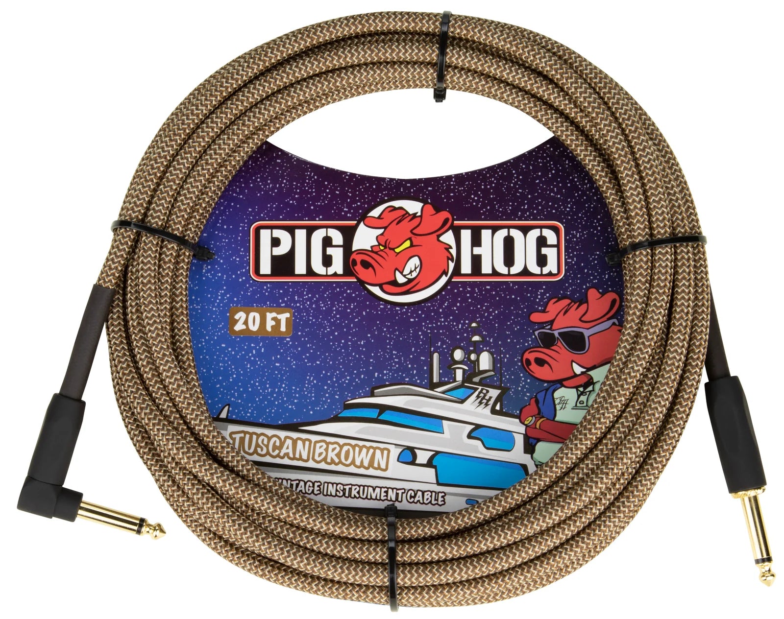 Pig Hog "Tuscan Brown" Instrument Cable - Right Angle - 20FT