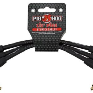 Pig Hog Lil Pigs Patch Cables - Black Woven - 3 Pack  - 6 Inch