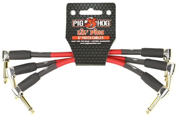 Pig Hog Lil Pigs Patch Cables - Candy Apple Red - 3 Pack - 6 Inch