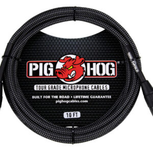 Pig Hog Black & White Woven Mic Cable-10FT