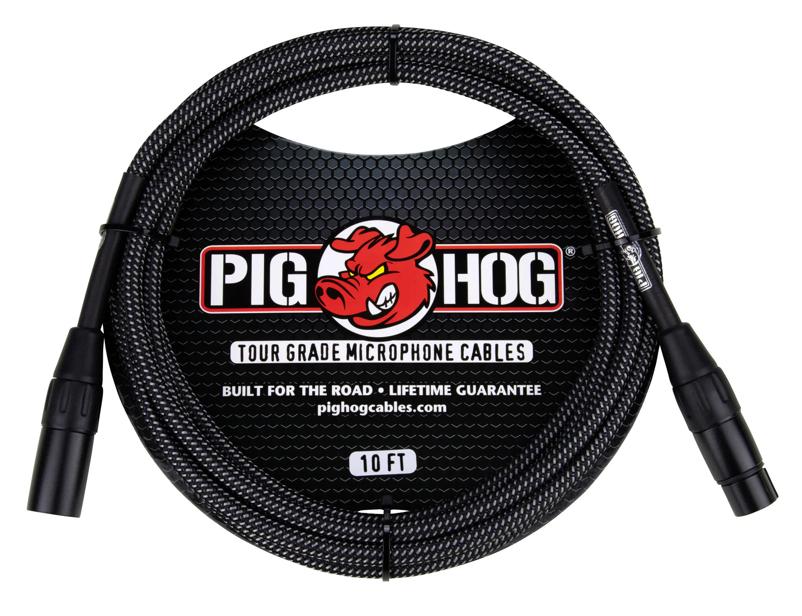 Pig Hog Black & White Woven Mic Cable-10FT