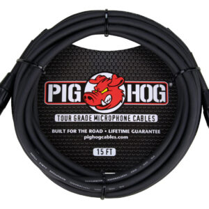 Pig Hog 8mm Mic Cable-15FT-Black