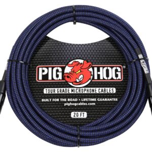 Pig Hog Black & Blue Woven Mic Cable-20FT