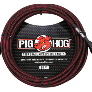 Pig Hog Black & Red Woven Mic Cable-20FT