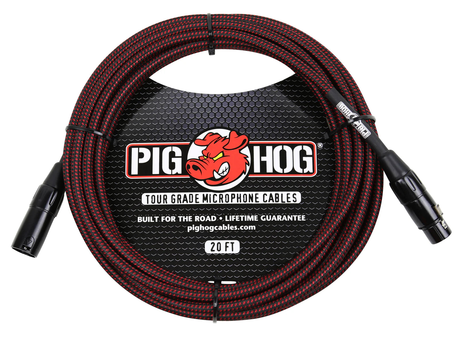 Pig Hog Black & Red Woven Mic Cable-20FT