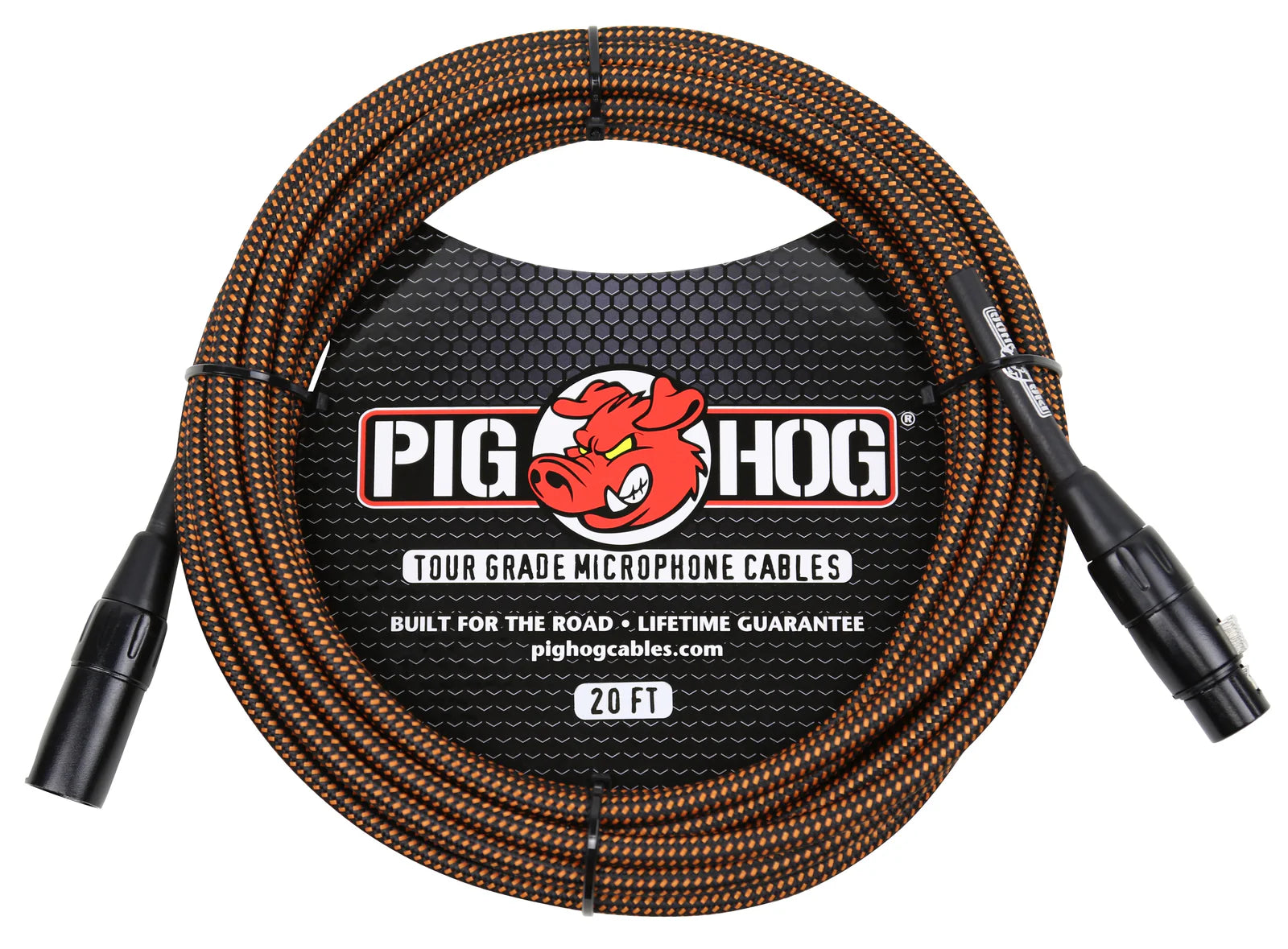 Pig Hog Orange & Black Woven Mic Cable-20FT