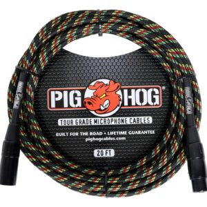 Pig Hog "Rasta Stripes" Woven Mic Cable-20FT