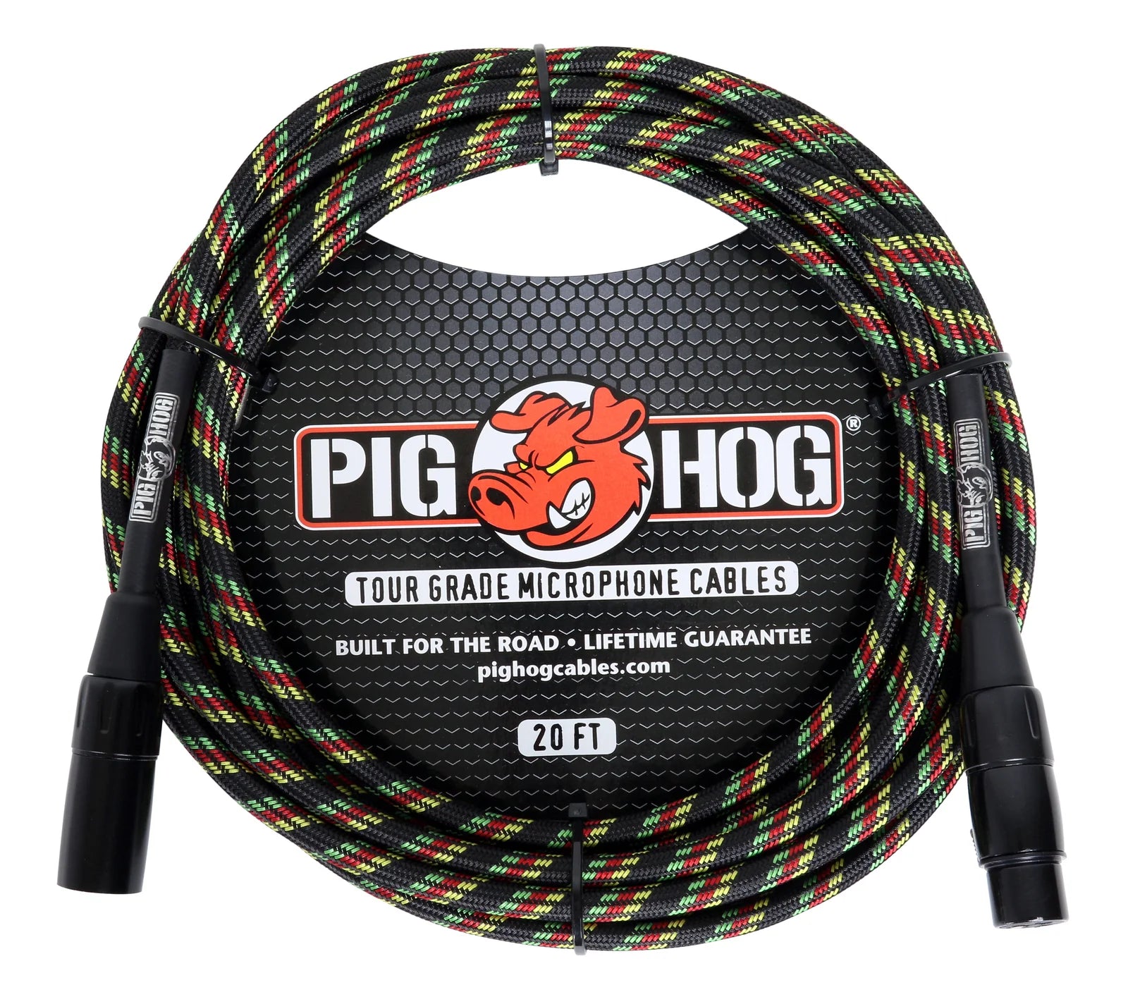 Pig Hog "Rasta Stripes" Woven Mic Cable-20FT