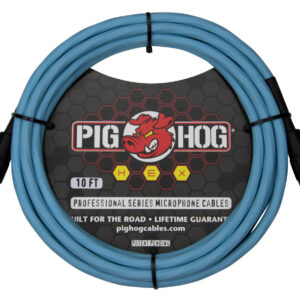 Pig Hog Hex Series Mic Cable-10FT-Daphne Blue