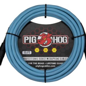 Pig Hog Hex Series Mic Cable-15FT-Daphne Blue