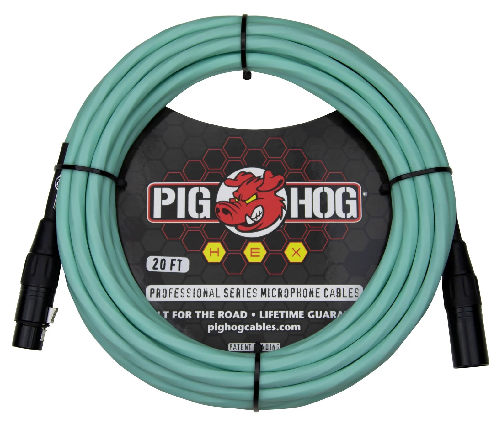 Pig Hog Hex Series Mic Cable-20FT-Seafoam Green