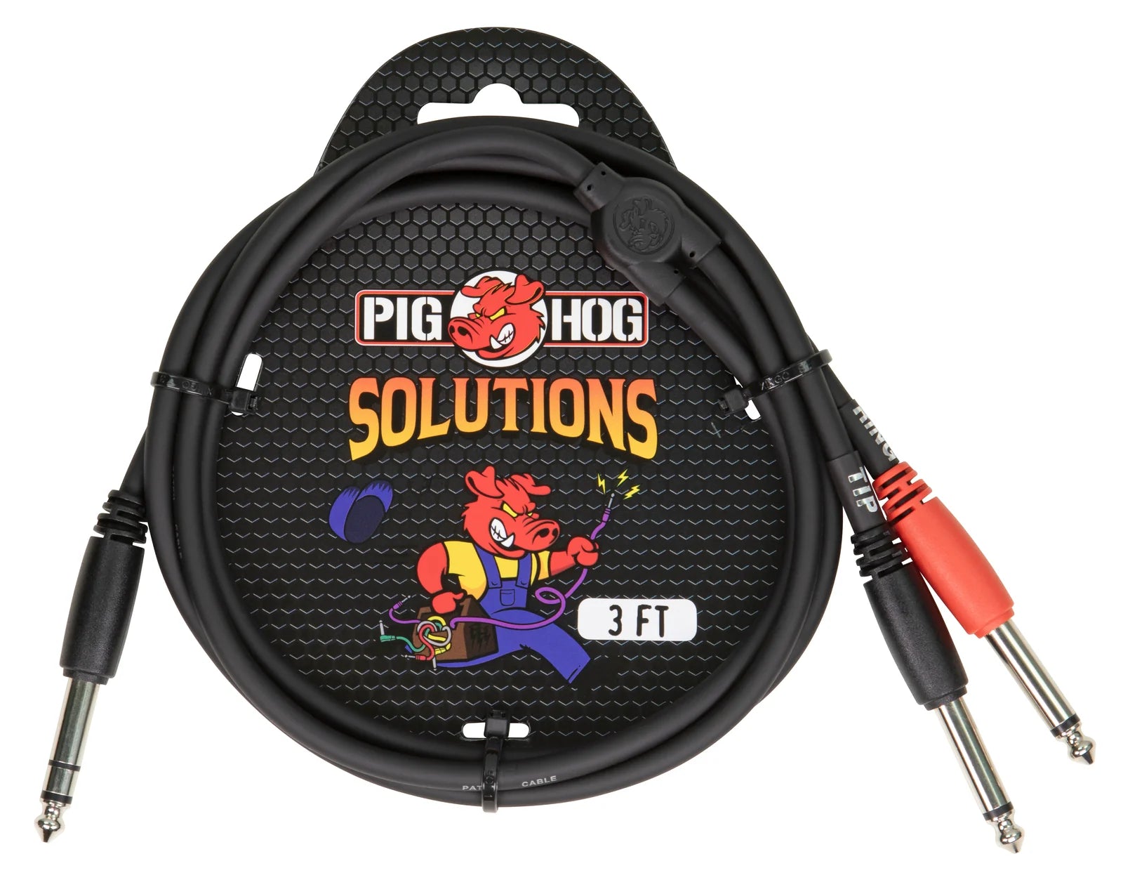 Pig Hog Dual 1/4" TS to 1/4" TRS Insert Cable-3FT