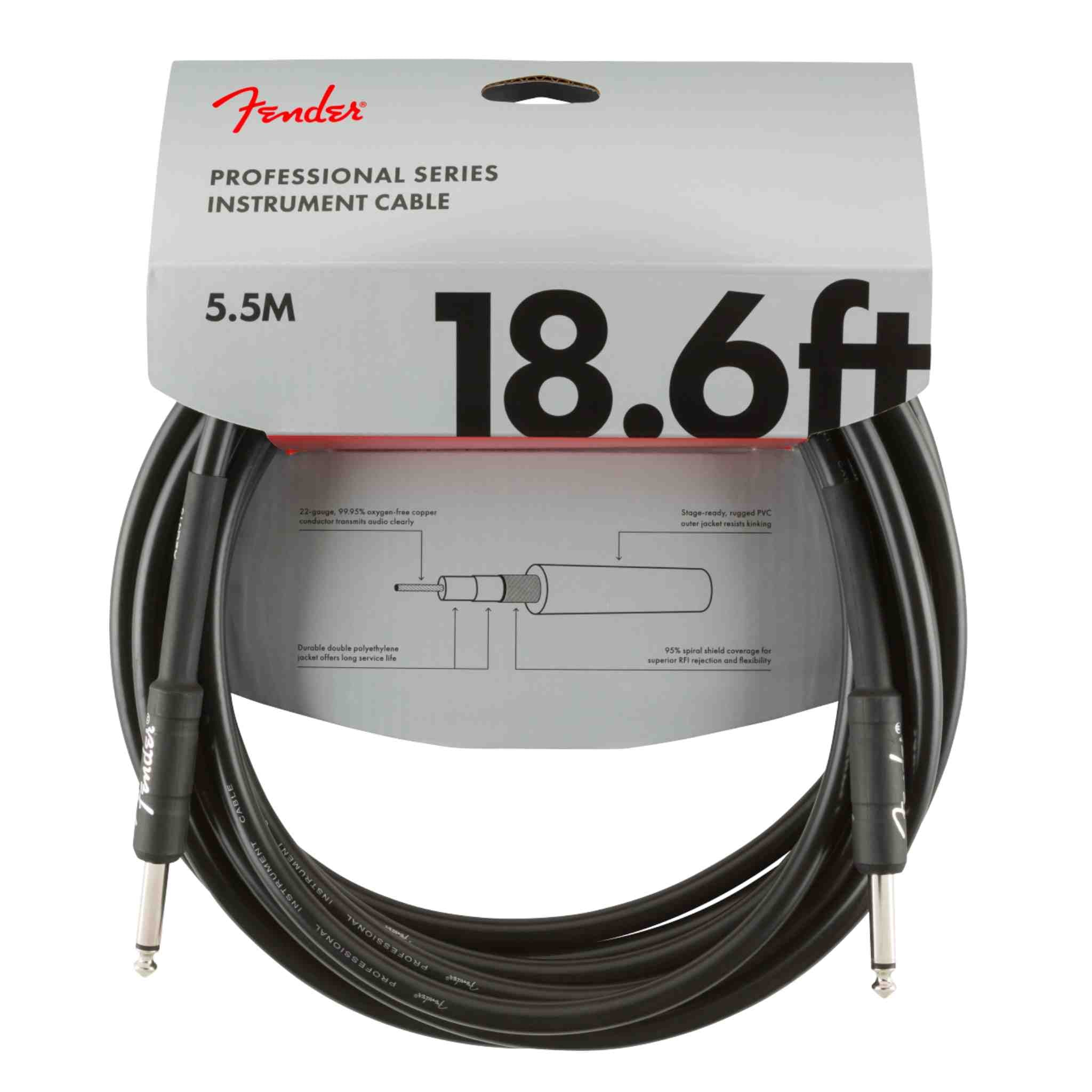 Professional Series Instrument Cable - Straight/Straight - 18.6FT - Black