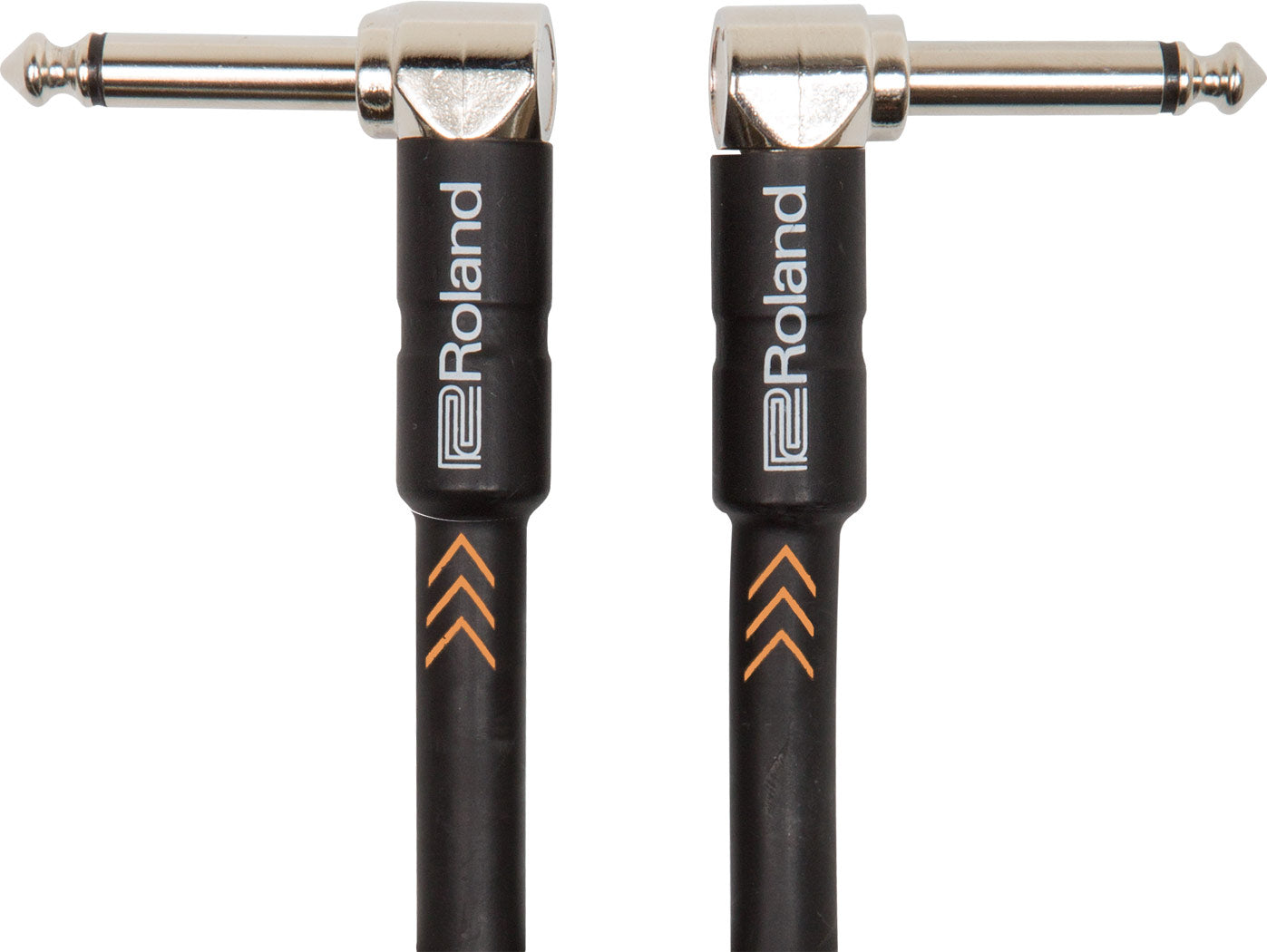 Roland RIC-B1AA Black Series Instrument Cable-Patch/Pedal Cable - Right-Angle To Right-Angle Connectors - 1FT