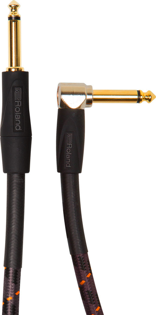 Roland RIC-G15A Gold Series Instrument Cable-Straight To Right-Angle With 1/4-Inch Connectors - 15FT