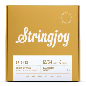 Stringjoy 80/20 Brights Acoustic Guitar Strings-12-54 Light