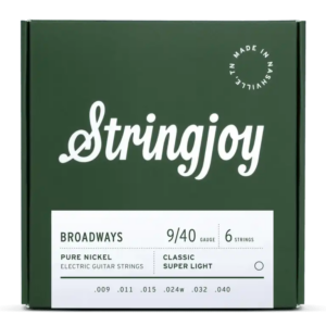 Stringjoy Broadway Pure Nickel Electric Guitar Strings- 9-40 Classic Super Light