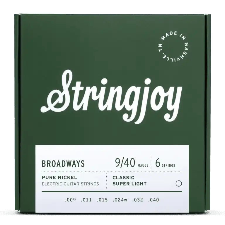 Stringjoy Broadway Pure Nickel Electric Guitar Strings- 9-40 Classic Super Light