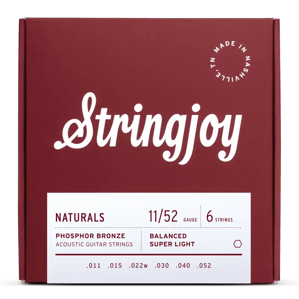 Stringjoy Naturals Phosphor Bronze Acoustic Guitar Strings-11-52 Super Light