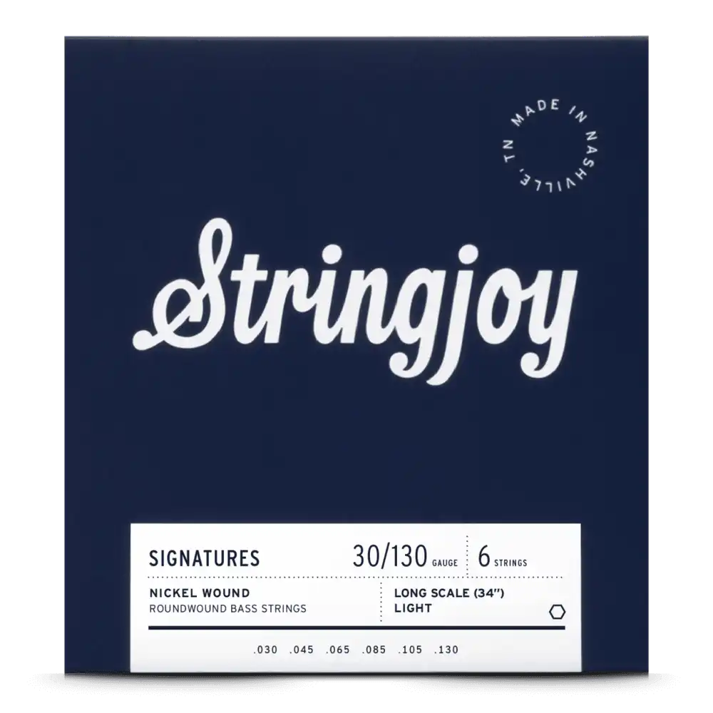 Stringjoy Nickel Wound 6-String Bass Strings-30-130 Light