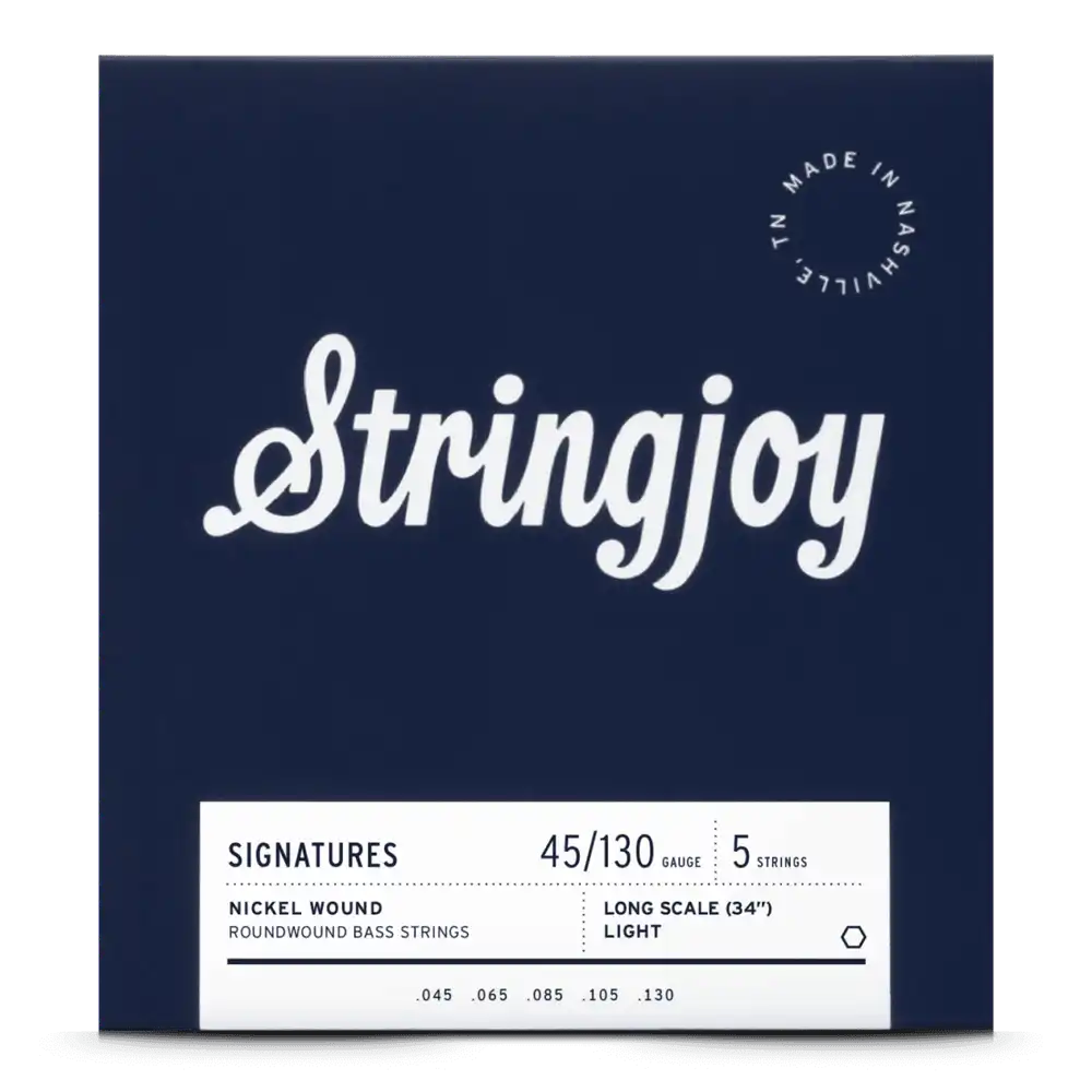 Stringjoy Nickel Wound 5-String Bass Strings-45-130 Light